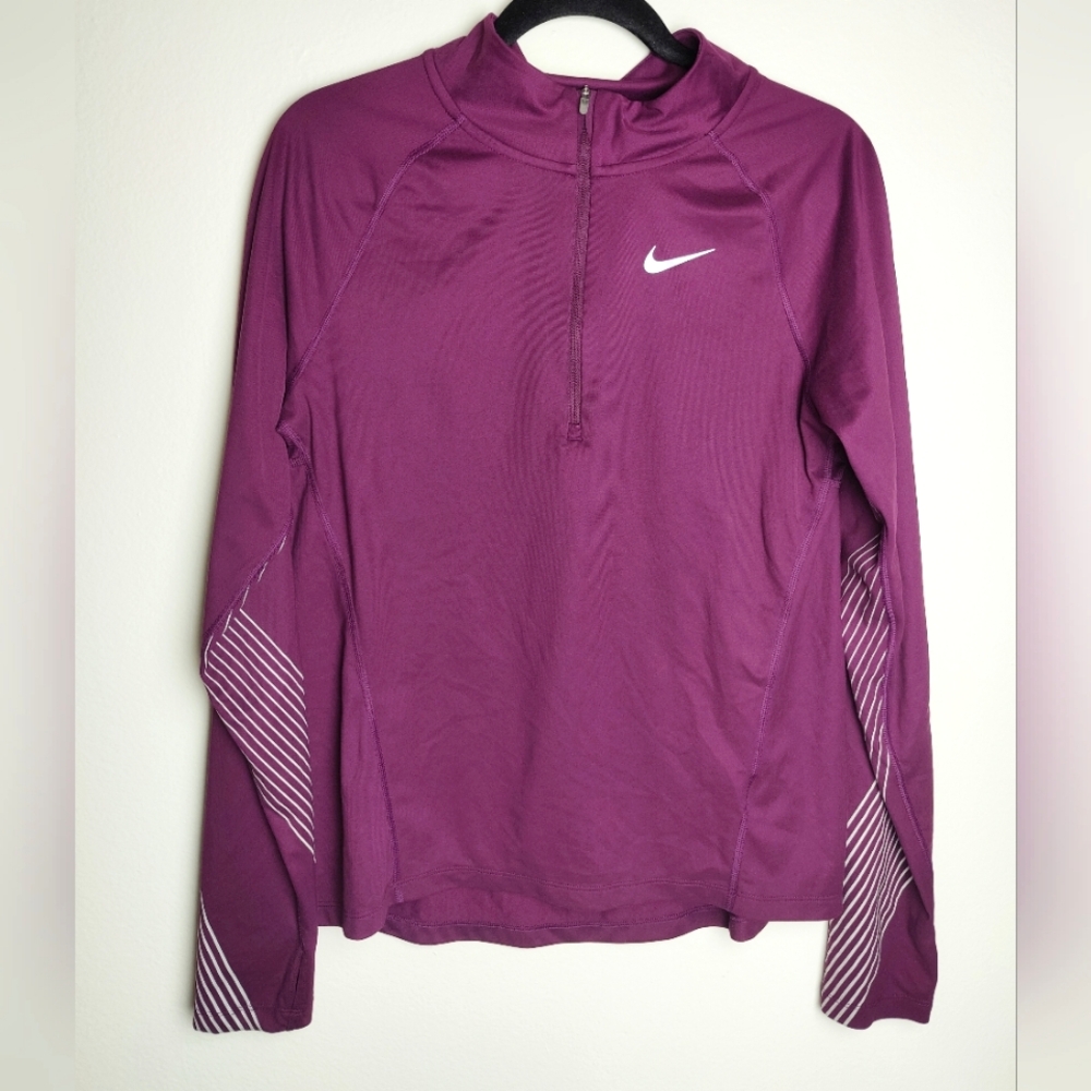 Nike Dri-Fit Women's Long Sleeve 1/2 Zip Running Top, Purple, Size M